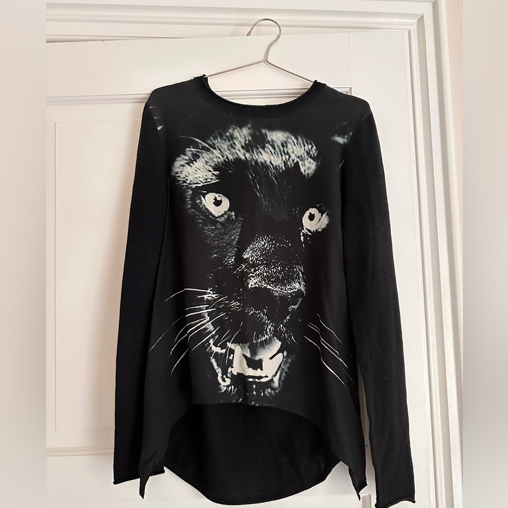Torn by Robby kono black sweater with panther